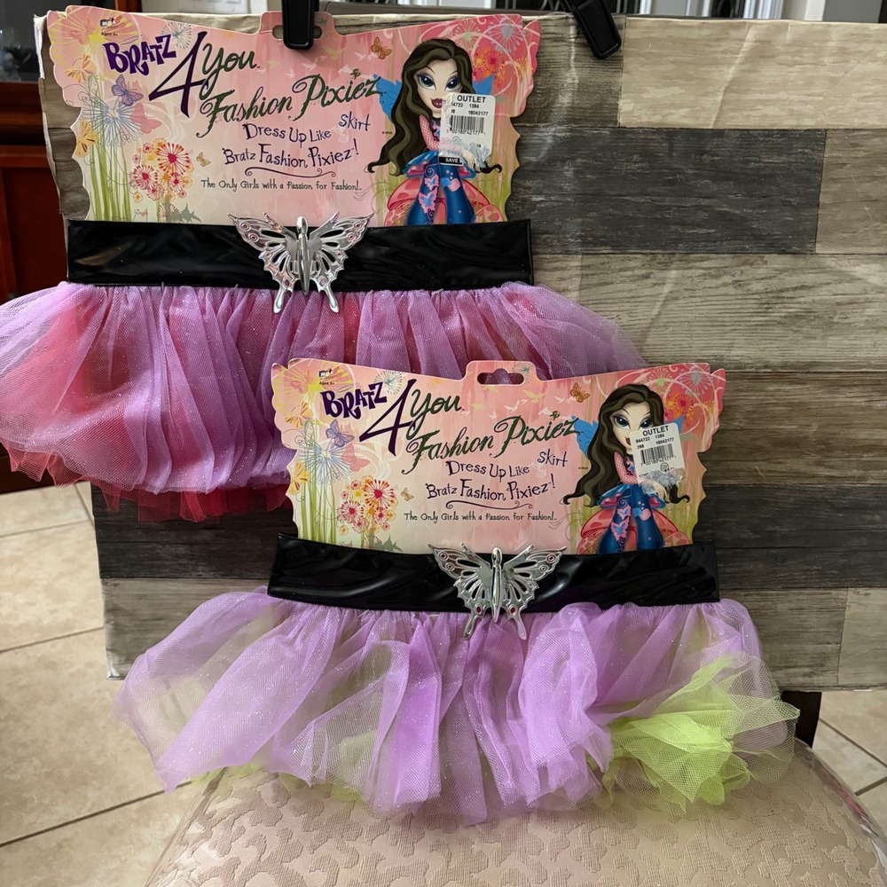 VTG 2 Bratz 4You Fashion Pixiez Dress Up Skirts MGA Entertainment Butterfly Tutu